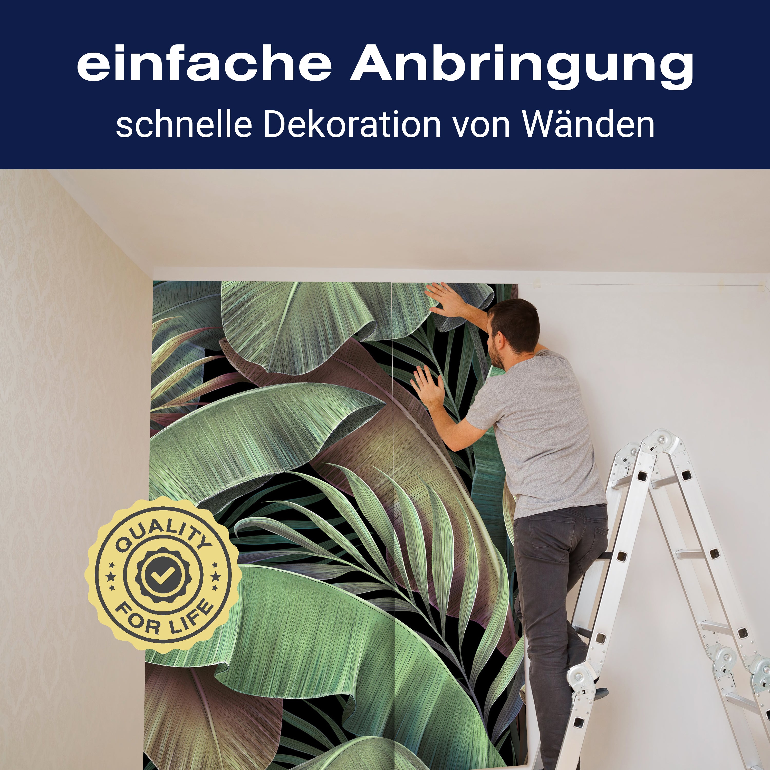 Fototapete Vintage Blätter Pflanzen grün M6884 - Bild 3 Fototapete Vintage Blätter Pflanzen grün M6884 - Bild 3