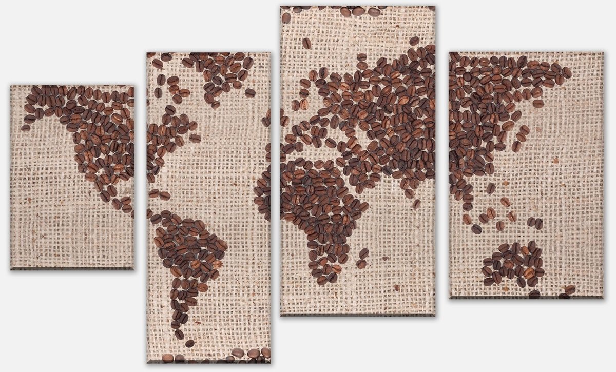 Leinwandbild Mehrteiler Weltkarte Kaffee M0012 Leinwandbild Mehrteiler Weltkarte Kaffee M0012