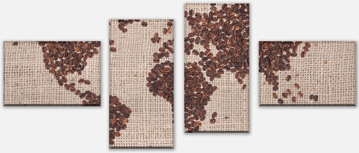 Leinwandbild Mehrteiler Weltkarte Kaffee M0012 Leinwandbild Mehrteiler Weltkarte Kaffee M0012