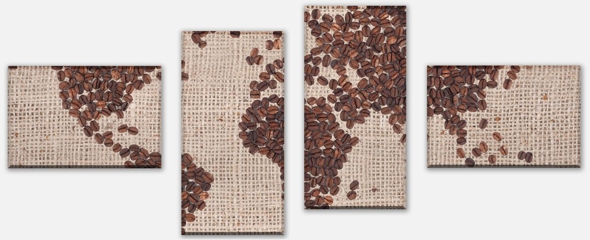 Leinwandbild Mehrteiler Weltkarte Kaffee M0012 Leinwandbild Mehrteiler Weltkarte Kaffee M0012