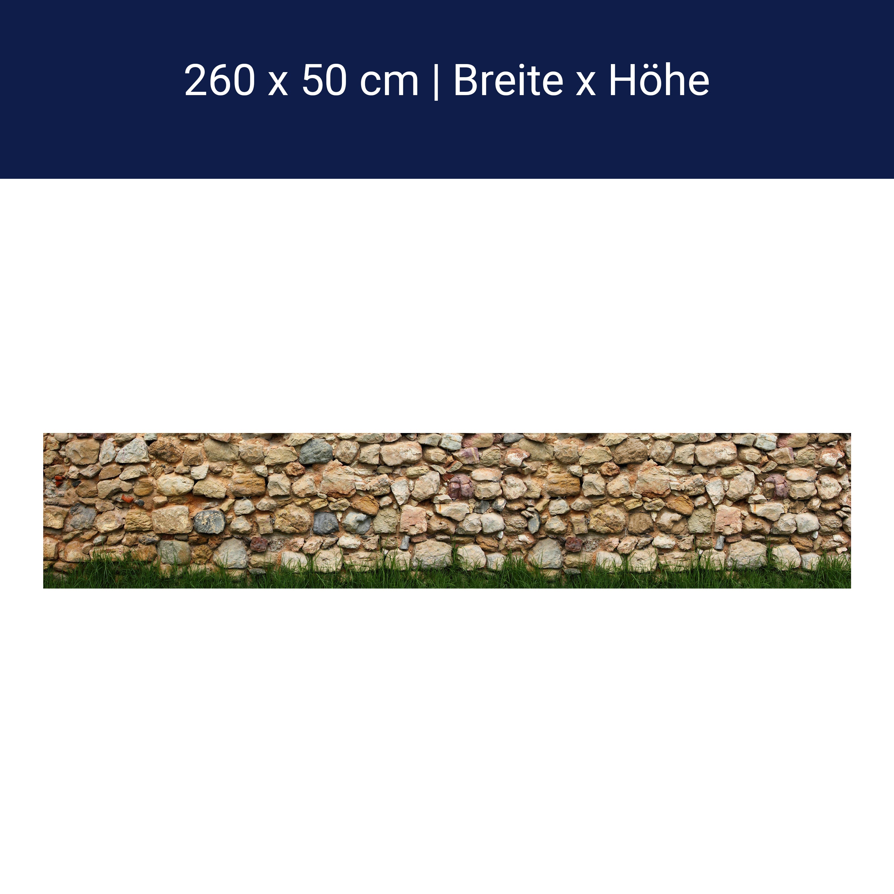Küchenrückwand Steinmauer mit Gras M0015 Küchenrückwand Steinmauer mit Gras M0015