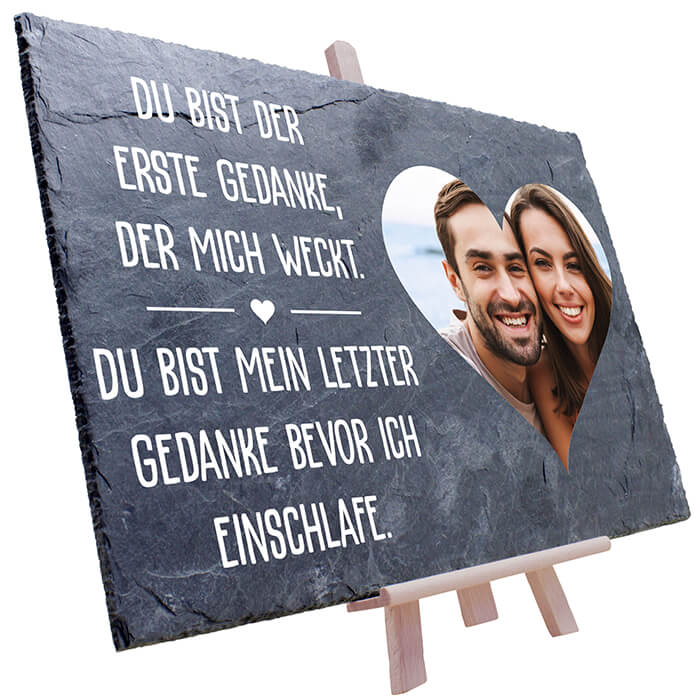 Schieferplatte mit Staffelei Fotoherz und Spruch M0017 - Bild 3 Schieferplatte mit Staffelei Fotoherz und Spruch M0017 - Bild 3