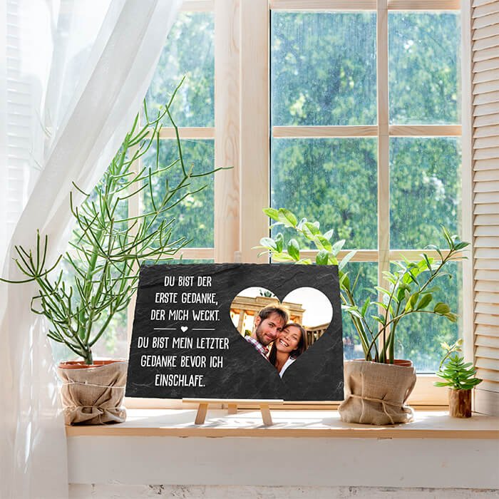 Schieferplatte mit Staffelei Fotoherz und Spruch M0017 - Bild 5 Schieferplatte mit Staffelei Fotoherz und Spruch M0017 - Bild 5