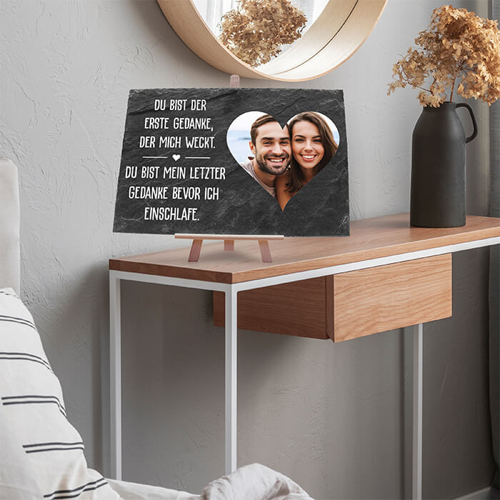 Schieferplatte mit Staffelei Fotoherz und Spruch M0017 - Bild 7 Schieferplatte mit Staffelei Fotoherz und Spruch M0017 - Bild 7