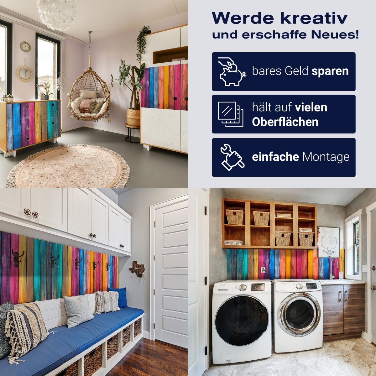 Panorama-Fototapete bunte Bretter 2, Holzwand, Regenbogen M0021 - Bild 7 Panorama-Fototapete bunte Bretter 2, Holzwand, Regenbogen M0021 - Bild 7