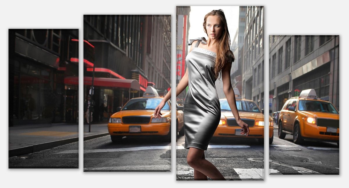 Leinwandbild Mehrteiler Frau auf Zebrastreifen M0023 Leinwandbild Mehrteiler Frau auf Zebrastreifen M0023