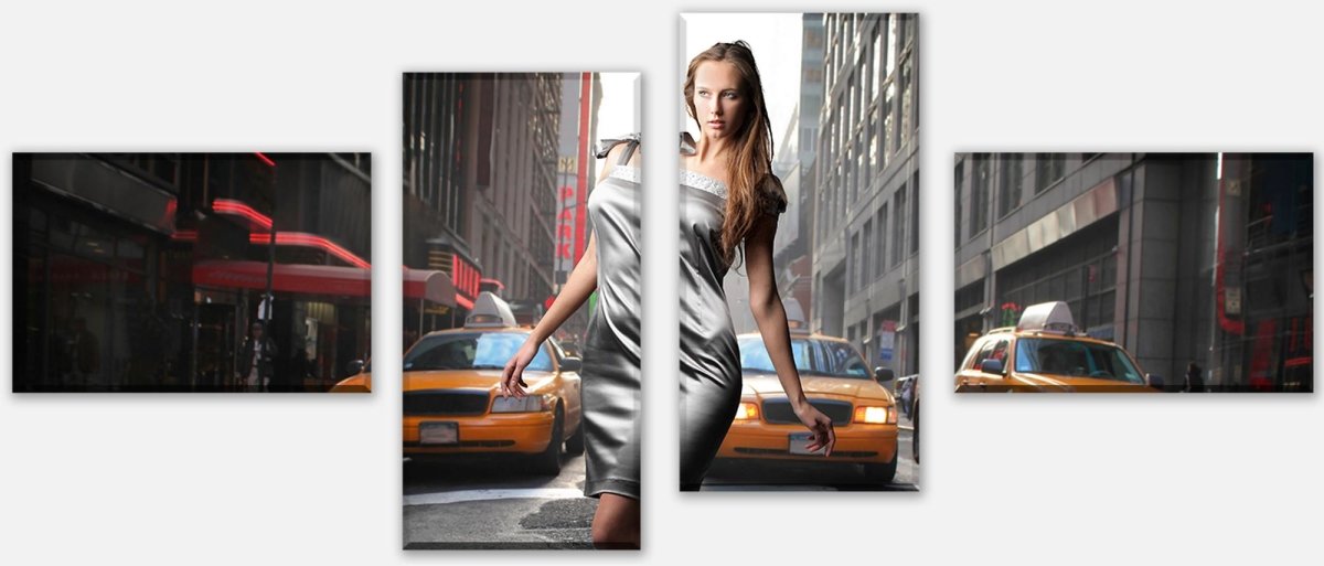 Leinwandbild Mehrteiler Frau auf Zebrastreifen M0023 Leinwandbild Mehrteiler Frau auf Zebrastreifen M0023