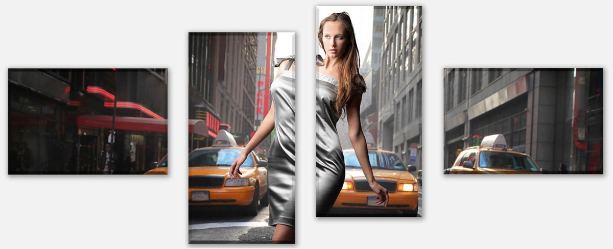 Leinwandbild Mehrteiler Frau auf Zebrastreifen M0023 Leinwandbild Mehrteiler Frau auf Zebrastreifen M0023