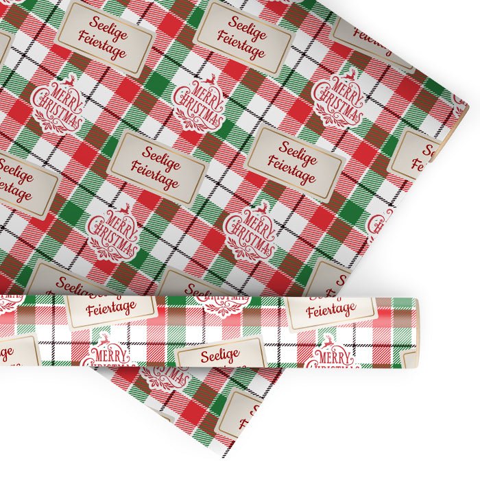 Geschenkpapier personalisiert Geschenkpapier Merry Christmas Text kariert M0030 - Bild 1 Geschenkpapier personalisiert Geschenkpapier Merry Christmas Text kariert M0030 - Bild 1