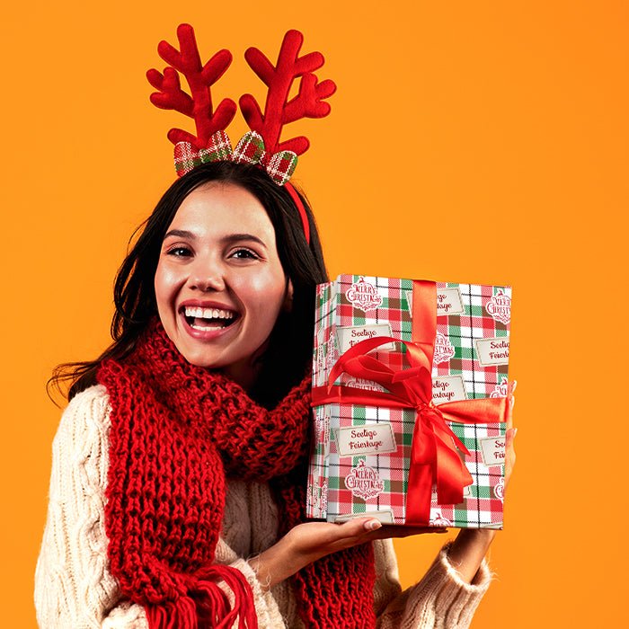 Geschenkpapier personalisiert Geschenkpapier Merry Christmas Text kariert M0030 - Bild 2 Geschenkpapier personalisiert Geschenkpapier Merry Christmas Text kariert M0030 - Bild 2