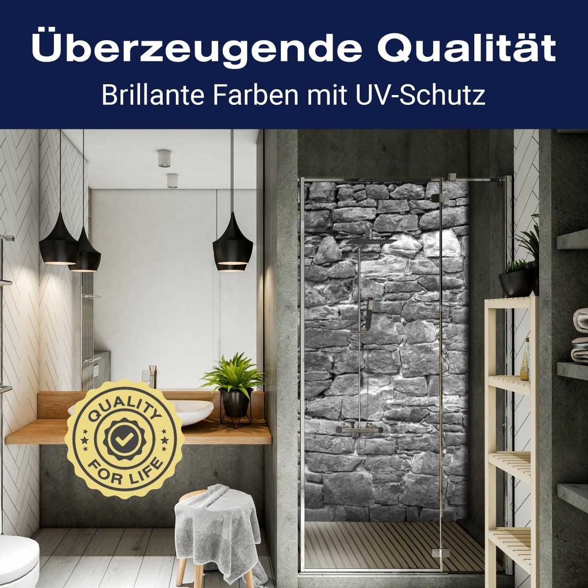 Duschwand Natursteinmaur Grau M0034 entdecken - Bild 2 Duschwand Natursteinmaur Grau M0034 entdecken - Bild 2