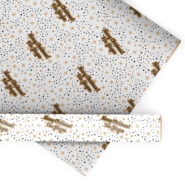 Geschenkpapier personalisiert Geschenkpapier Weihnachten Sterne Text M0043 - Bild 1 Geschenkpapier personalisiert Geschenkpapier Weihnachten Sterne Text M0043 - Bild 1