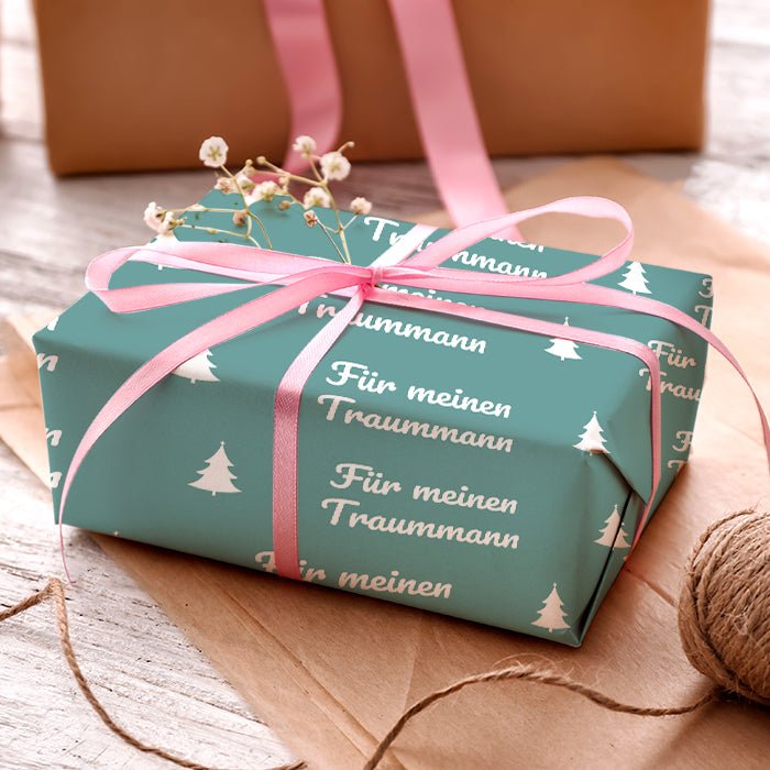 Geschenkpapier personalisiert Geschenkpapier Weihnachten Tannenbaum türkis Text M0049 - Bild 3 Geschenkpapier personalisiert Geschenkpapier Weihnachten Tannenbaum türkis Text M0049 - Bild 3