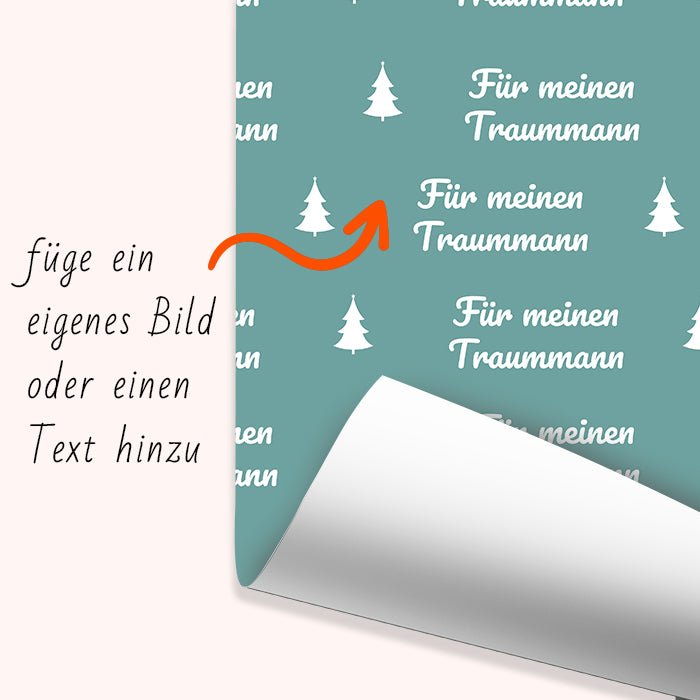 Geschenkpapier personalisiert Geschenkpapier Weihnachten Tannenbaum türkis Text M0049 - Bild 6 Geschenkpapier personalisiert Geschenkpapier Weihnachten Tannenbaum türkis Text M0049 - Bild 6