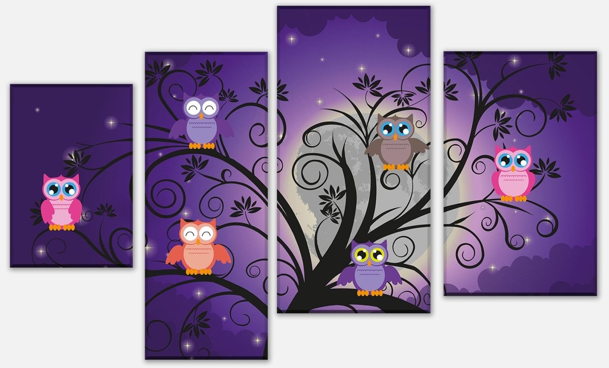 Leinwandbild Mehrteiler Eulen auf einem Baum M0049 Leinwandbild Mehrteiler Eulen auf einem Baum M0049