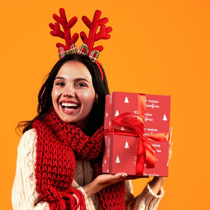 Geschenkpapier personalisiert Geschenkpapier Weihnachten Tannenbaum rot Text M0050 - Bild 2 Geschenkpapier personalisiert Geschenkpapier Weihnachten Tannenbaum rot Text M0050 - Bild 2