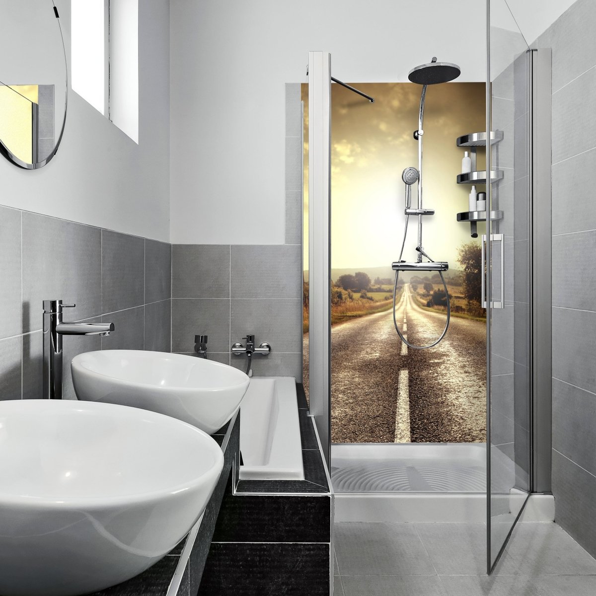 Duschwand Strasse M0053 entdecken - Bild 1 Duschwand Strasse M0053 entdecken - Bild 1