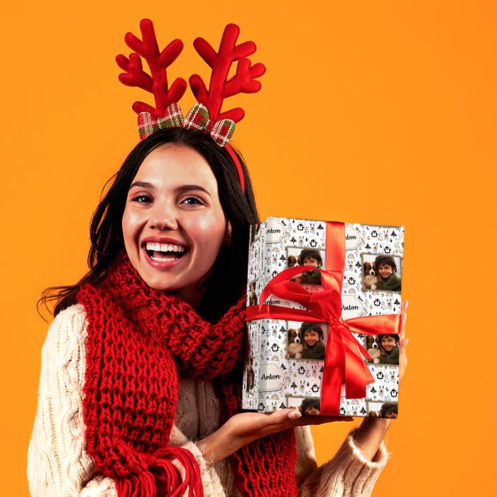 Geschenkpapier personalisiert Geschenkpapier Weihnachten Rentier Text Foto M0054 - Bild 2 Geschenkpapier personalisiert Geschenkpapier Weihnachten Rentier Text Foto M0054 - Bild 2