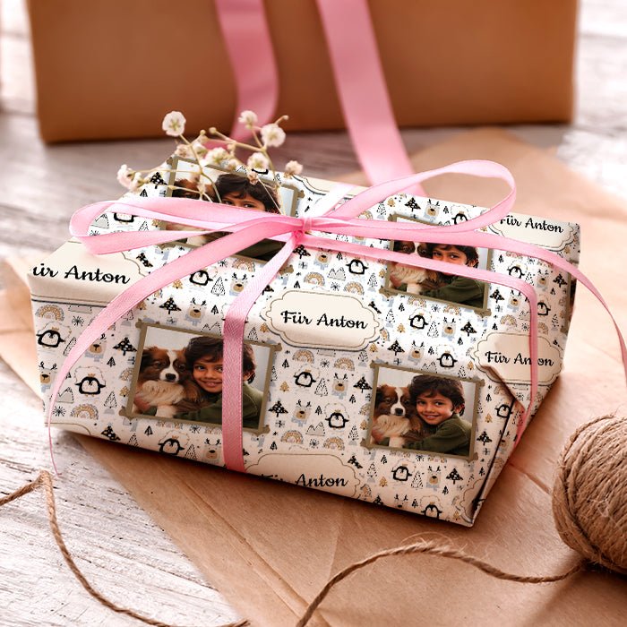 Geschenkpapier personalisiert Geschenkpapier Weihnachten Rentier Text Foto M0054 - Bild 3 Geschenkpapier personalisiert Geschenkpapier Weihnachten Rentier Text Foto M0054 - Bild 3