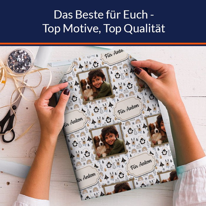 Geschenkpapier personalisiert Geschenkpapier Weihnachten Rentier Text Foto M0054 - Bild 5 Geschenkpapier personalisiert Geschenkpapier Weihnachten Rentier Text Foto M0054 - Bild 5