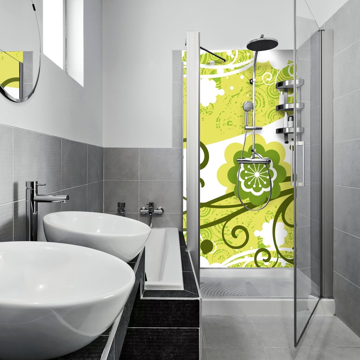 Duschwand Adriana Retro Blüten M0056 entdecken - Bild 1 Duschwand Adriana Retro Blüten M0056 entdecken - Bild 1