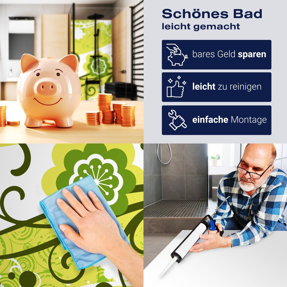 Duschwand Adriana Retro Blüten M0056 entdecken - Bild 7 Duschwand Adriana Retro Blüten M0056 entdecken - Bild 7