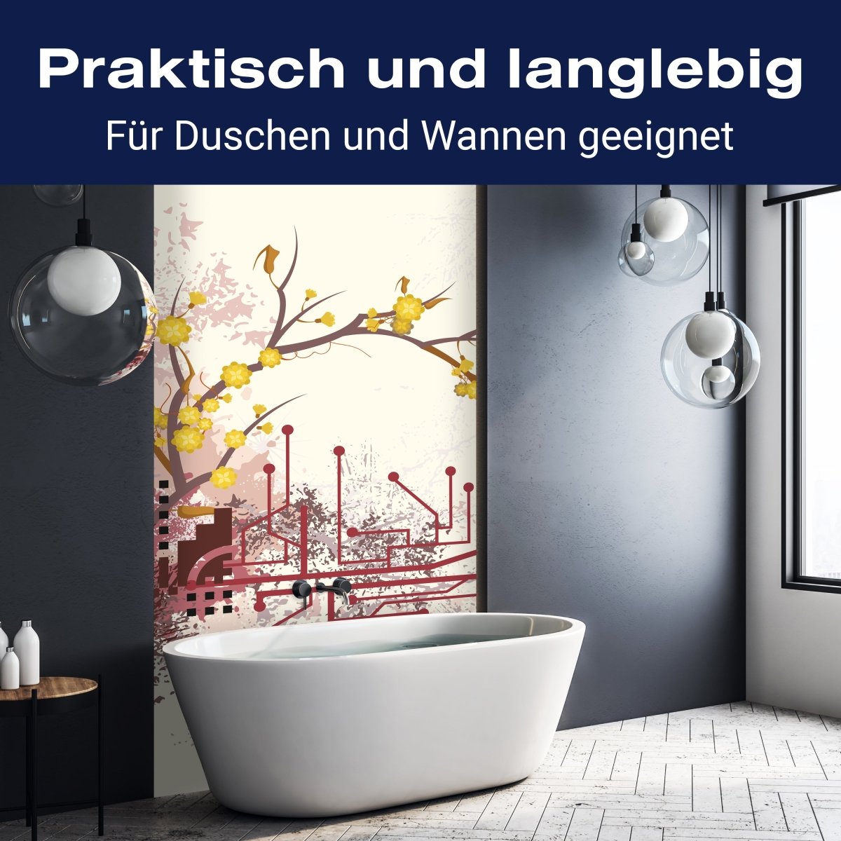 Duschwand Haruka Retro Blüten M0057 entdecken - Bild 3 Duschwand Haruka Retro Blüten M0057 entdecken - Bild 3