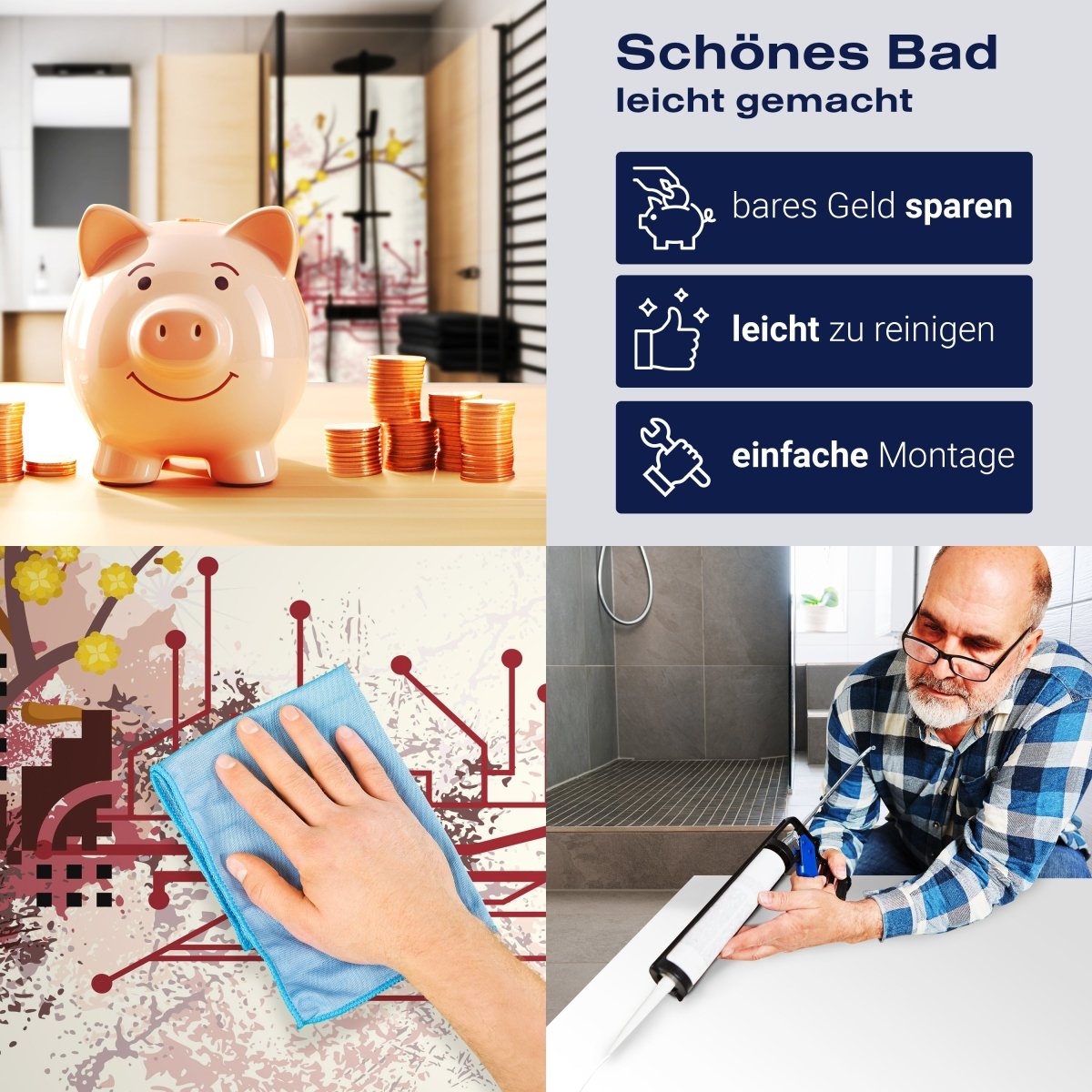 Duschwand Haruka Retro Blüten M0057 entdecken - Bild 7 Duschwand Haruka Retro Blüten M0057 entdecken - Bild 7