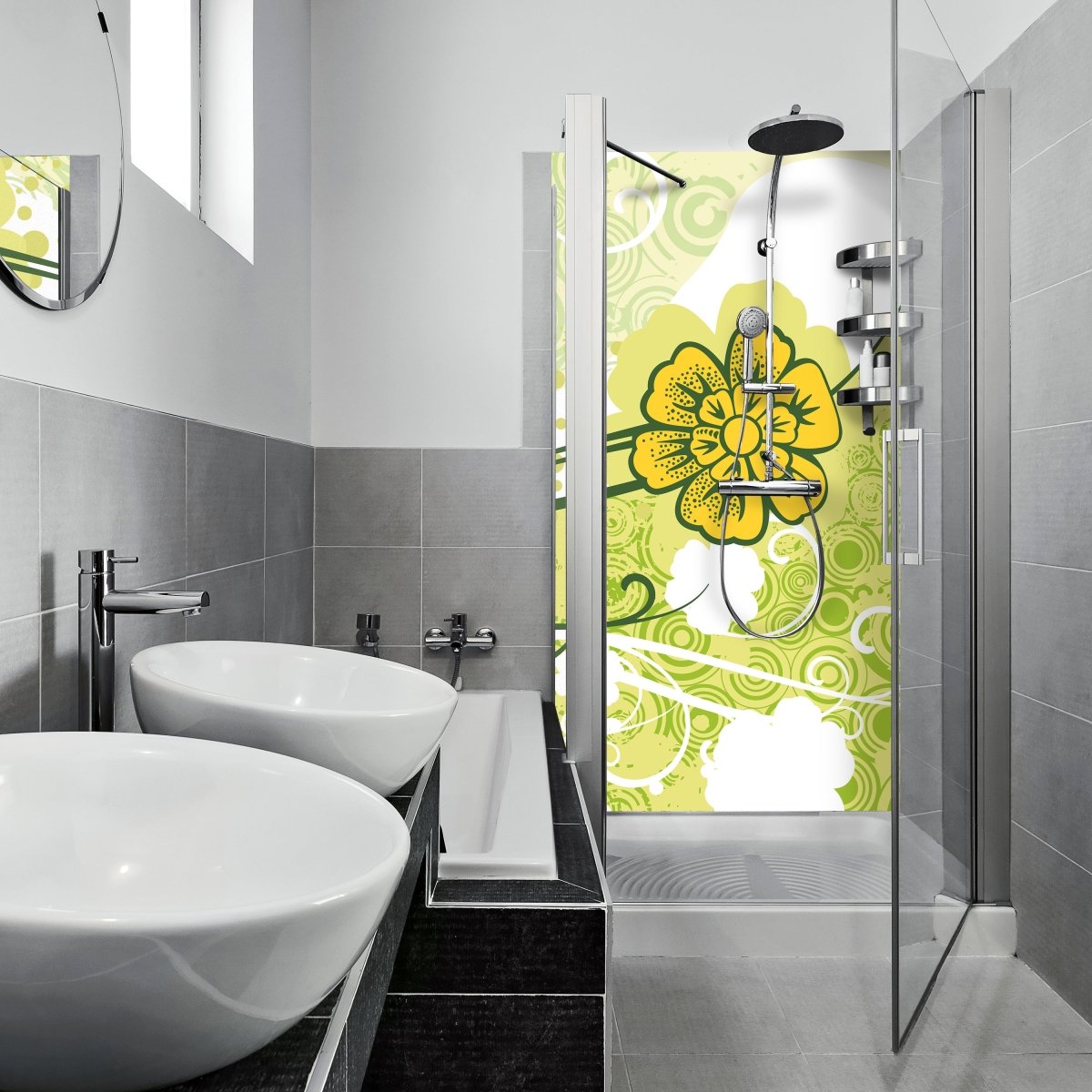 Duschwand Vanessa Retro Blüten M0058 entdecken - Bild 1 Duschwand Vanessa Retro Blüten M0058 entdecken - Bild 1