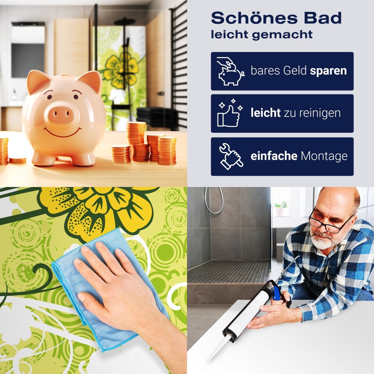 Duschwand Vanessa Retro Blüten M0058 entdecken - Bild 7 Duschwand Vanessa Retro Blüten M0058 entdecken - Bild 7