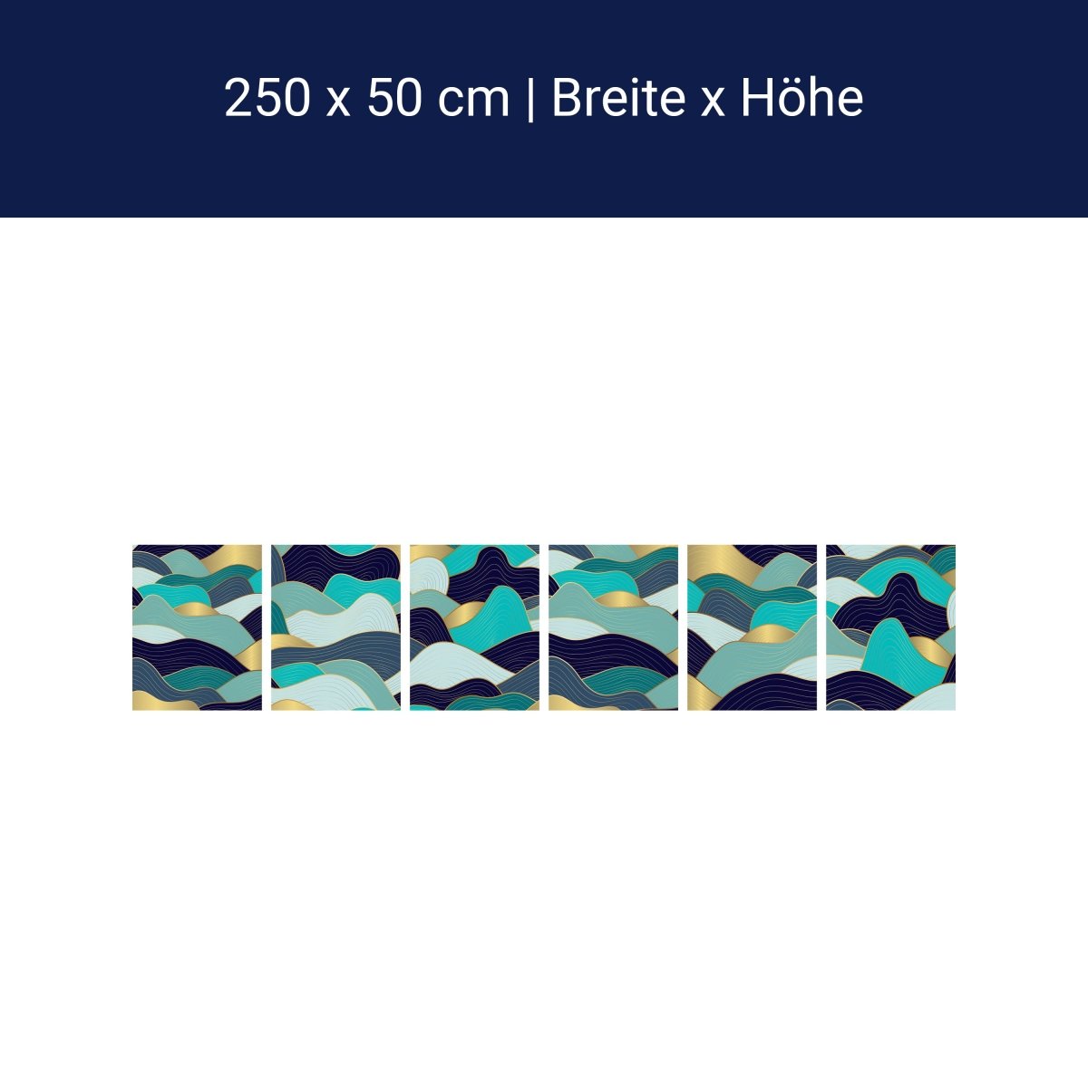 Panorama-Fototapete gold blaue Wellen M0062 Panorama-Fototapete gold blaue Wellen M0062