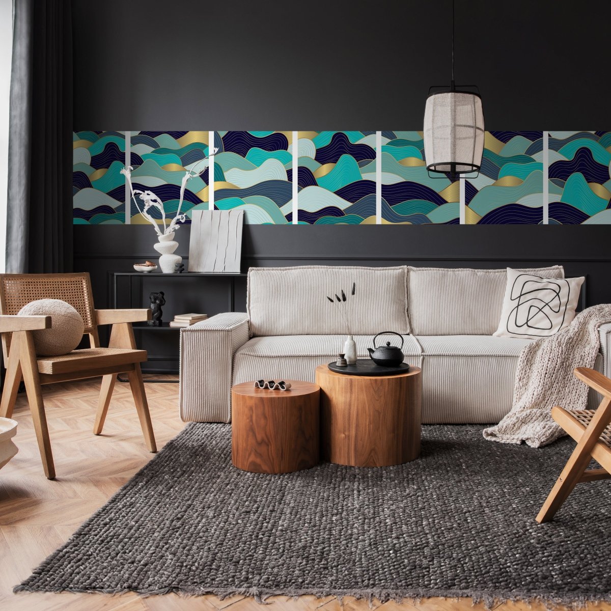 Panorama-Fototapete gold blaue Wellen M0062 - Bild 2 Panorama-Fototapete gold blaue Wellen M0062 - Bild 2