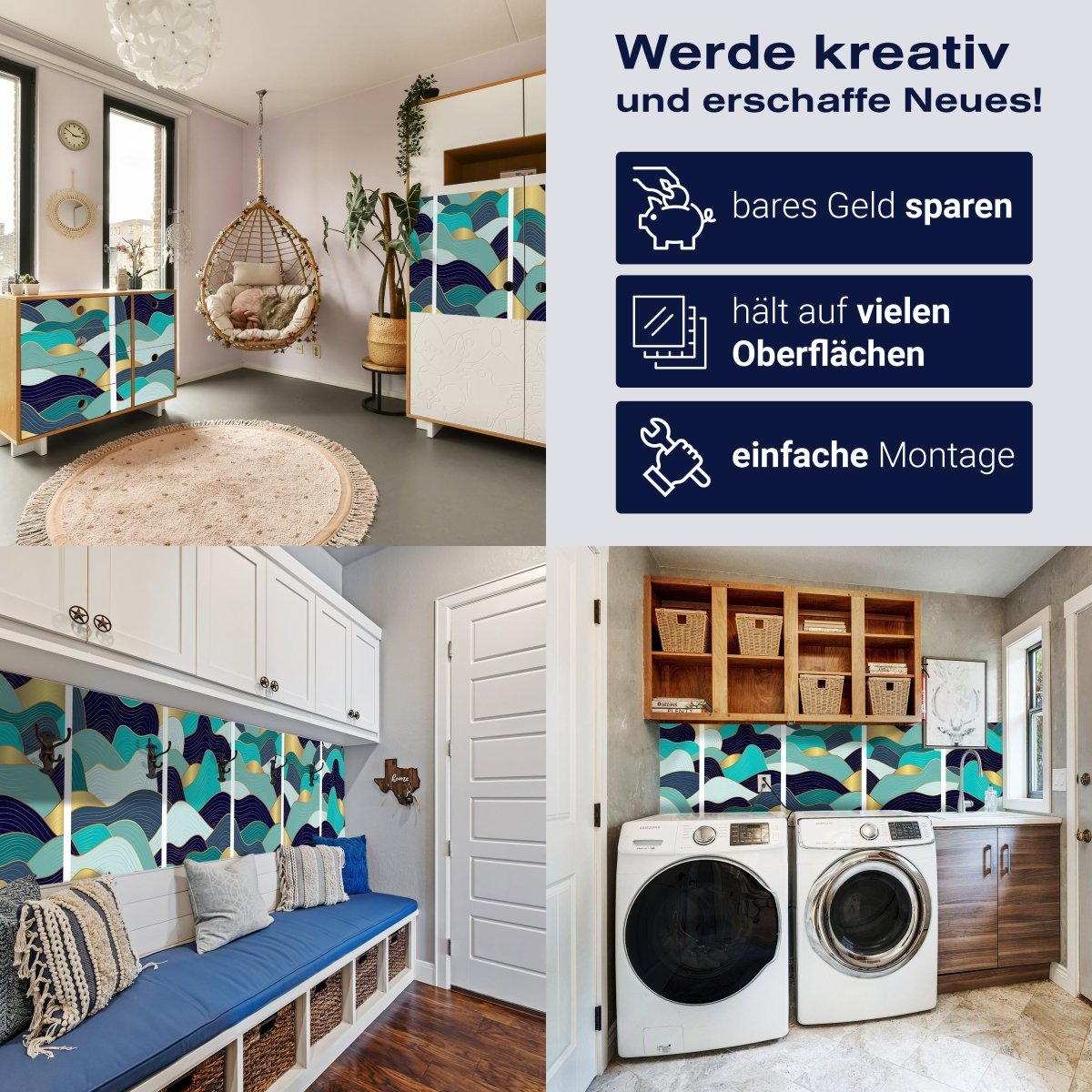 Panorama-Fototapete gold blaue Wellen M0062 - Bild 7 Panorama-Fototapete gold blaue Wellen M0062 - Bild 7