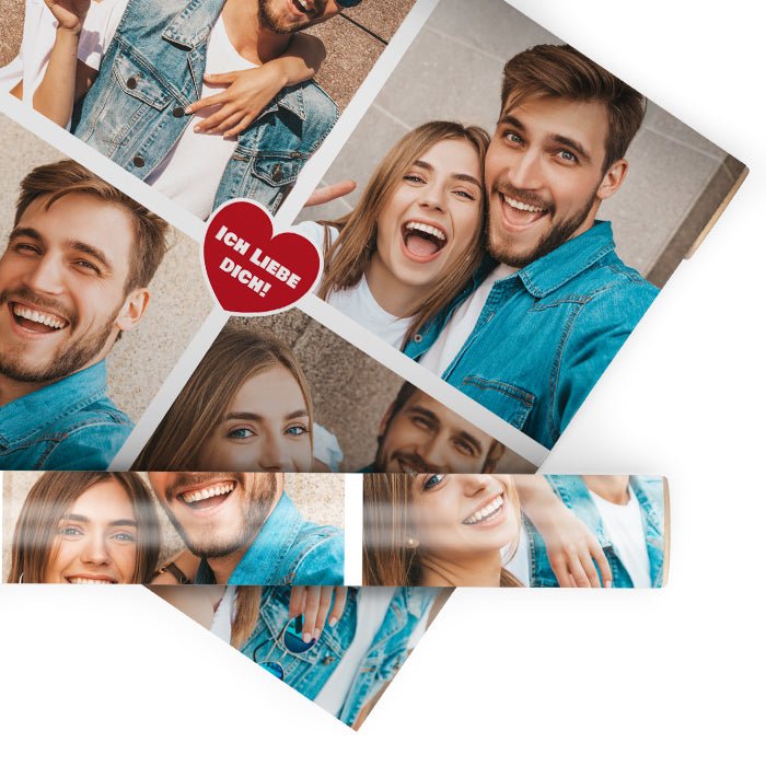 Geschenkpapier personalisiert Geschenkpapier Collage Ich liebe Dich 4 Fotos M0068 - Bild 1 Geschenkpapier personalisiert Geschenkpapier Collage Ich liebe Dich 4 Fotos M0068 - Bild 1