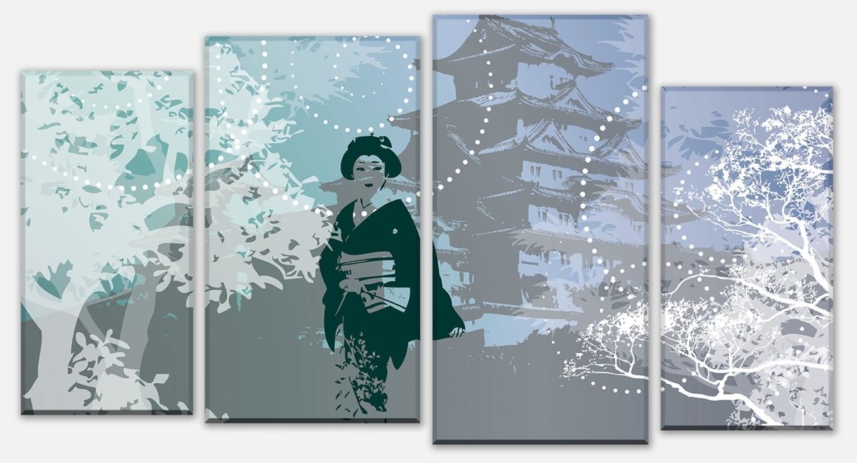 Leinwandbild Mehrteiler Old Floral Asia M0069 Leinwandbild Mehrteiler Old Floral Asia M0069