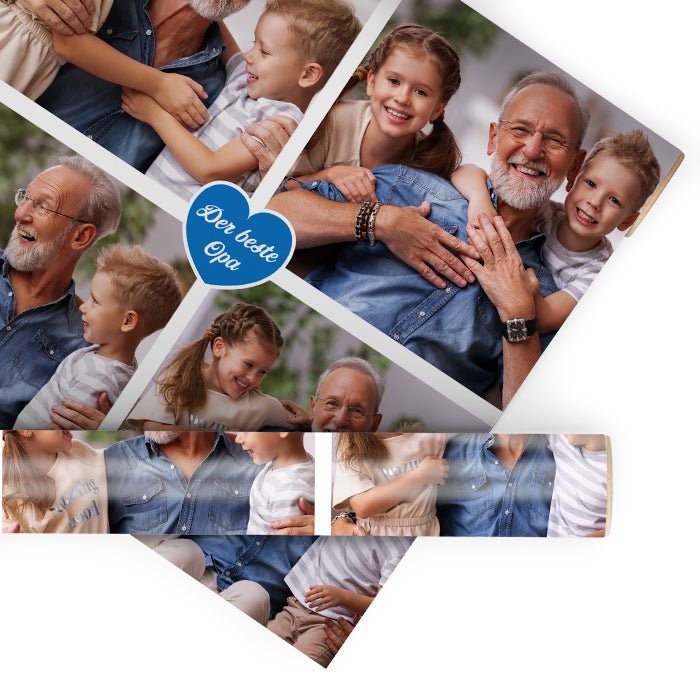 Geschenkpapier personalisiert Geschenkpapier Collage Bester Opa 4 Fotos M0070 - Bild 1 Geschenkpapier personalisiert Geschenkpapier Collage Bester Opa 4 Fotos M0070 - Bild 1