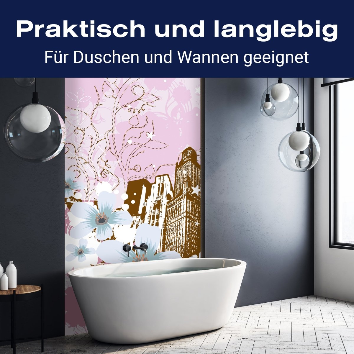 Duschwand Urban Flower Grunge M0075 entdecken - Bild 3 Duschwand Urban Flower Grunge M0075 entdecken - Bild 3
