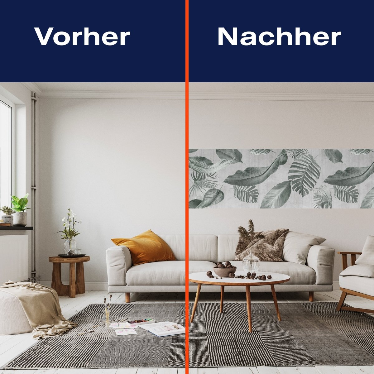 Panorama-Fototapete Tropische Blätter, Vintage M0077 - Bild 3 Panorama-Fototapete Tropische Blätter, Vintage M0077 - Bild 3