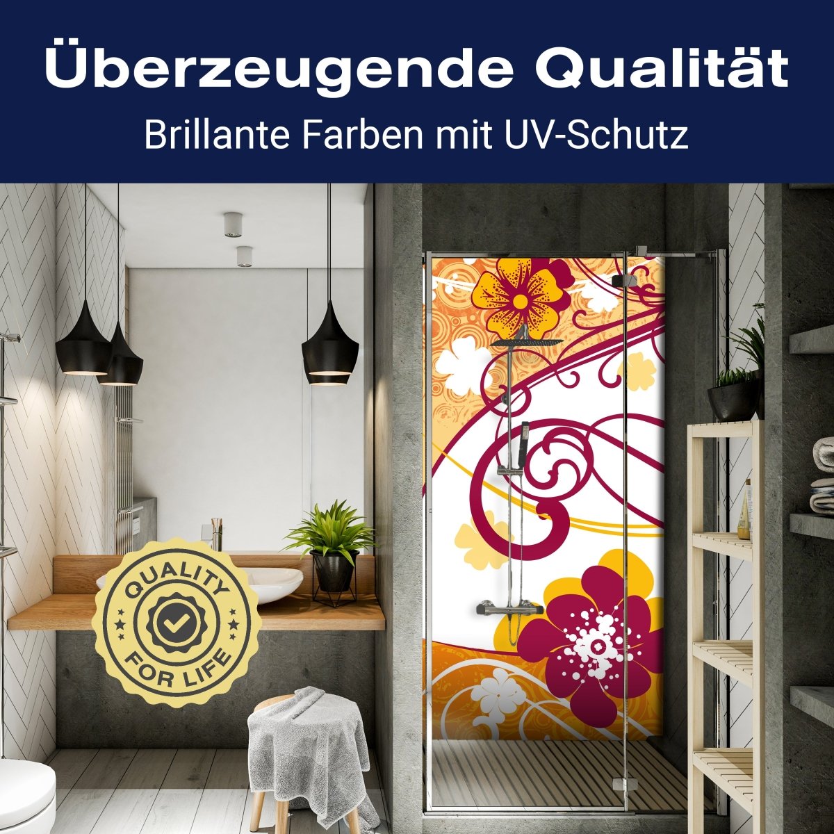 Duschwand Friederike Blüten M0080 entdecken - Bild 2 Duschwand Friederike Blüten M0080 entdecken - Bild 2