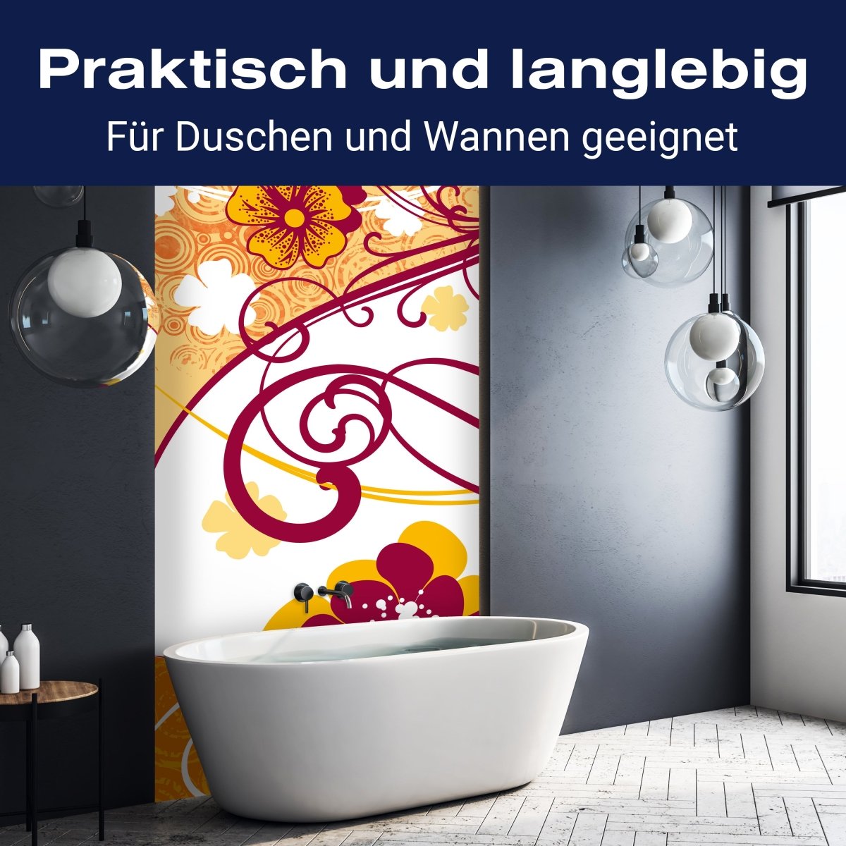 Duschwand Friederike Blüten M0080 entdecken - Bild 3 Duschwand Friederike Blüten M0080 entdecken - Bild 3