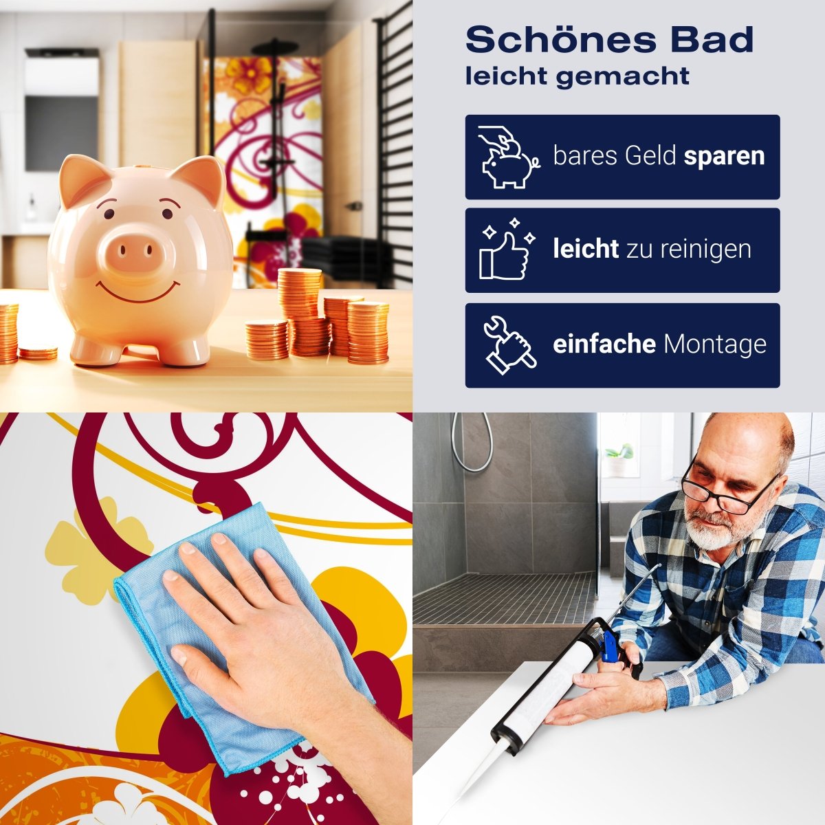 Duschwand Friederike Blüten M0080 entdecken - Bild 7 Duschwand Friederike Blüten M0080 entdecken - Bild 7