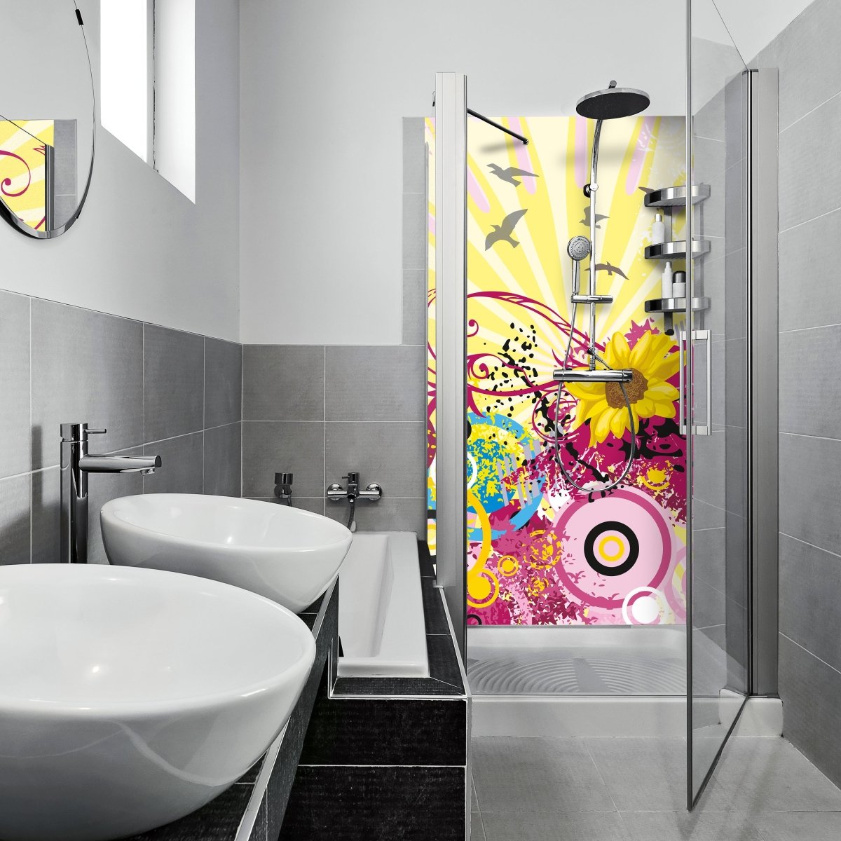 Duschwand Nadine Blüten M0083 entdecken - Bild 1 Duschwand Nadine Blüten M0083 entdecken - Bild 1