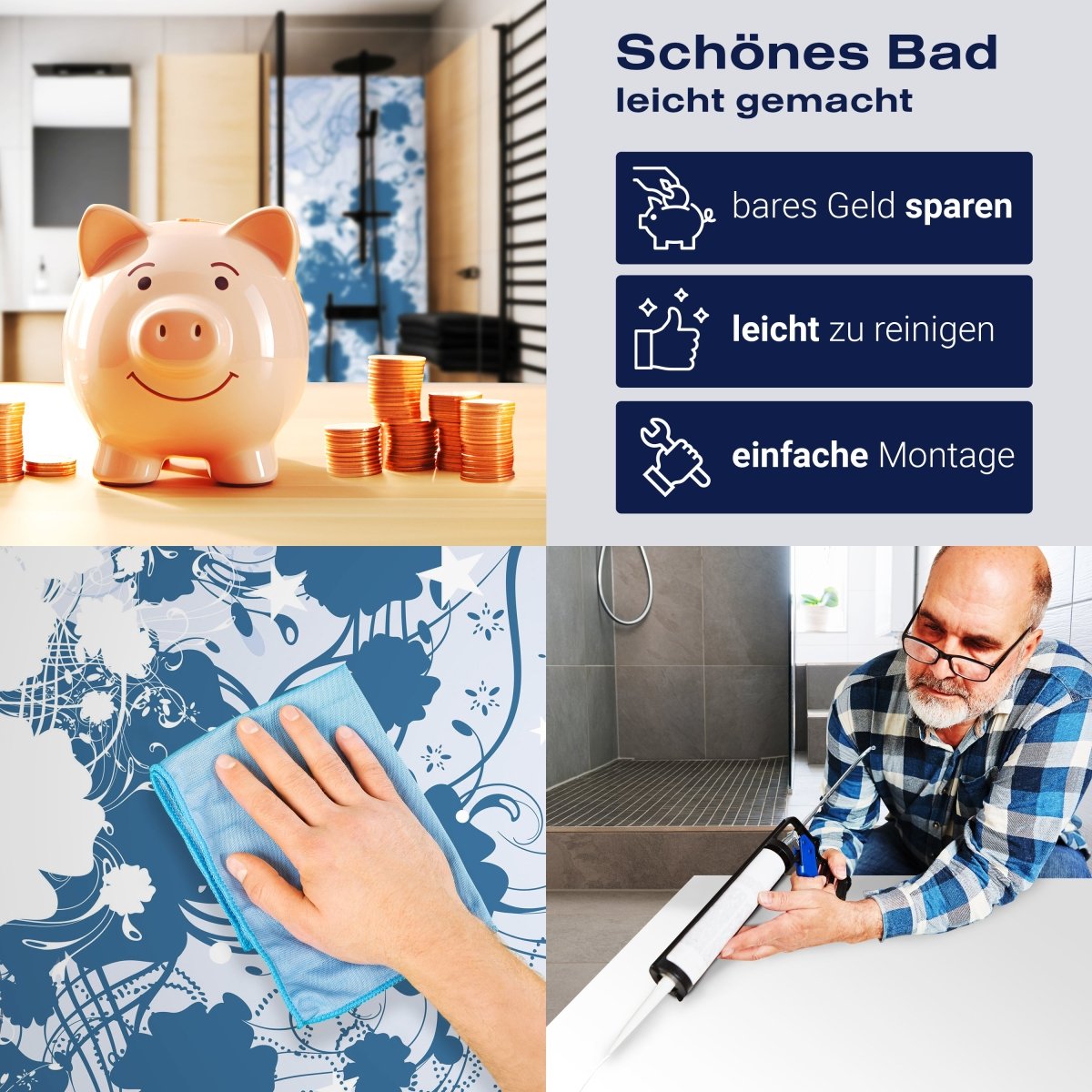 Duschwand Mia Blüten M0085 entdecken - Bild 7 Duschwand Mia Blüten M0085 entdecken - Bild 7