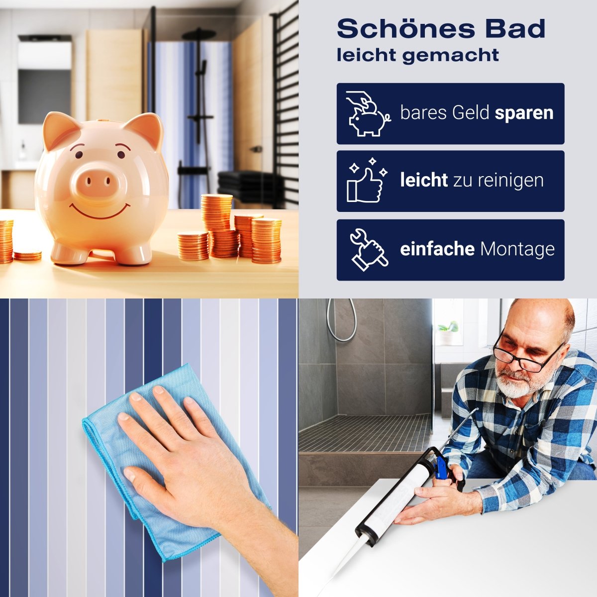 Duschwand Mattes Blau Muster M0088 entdecken - Bild 7 Duschwand Mattes Blau Muster M0088 entdecken - Bild 7