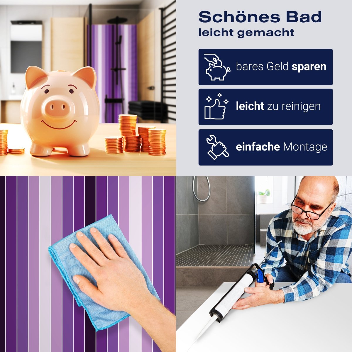 Duschwand Leuchtendes Violett Muster M0092 entdecken - Bild 7 Duschwand Leuchtendes Violett Muster M0092 entdecken - Bild 7