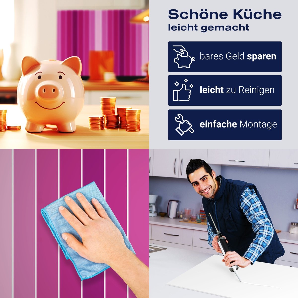 Küchenrückwand Pink Muster M0096 entdecken - Bild 7 Küchenrückwand Pink Muster M0096 entdecken - Bild 7