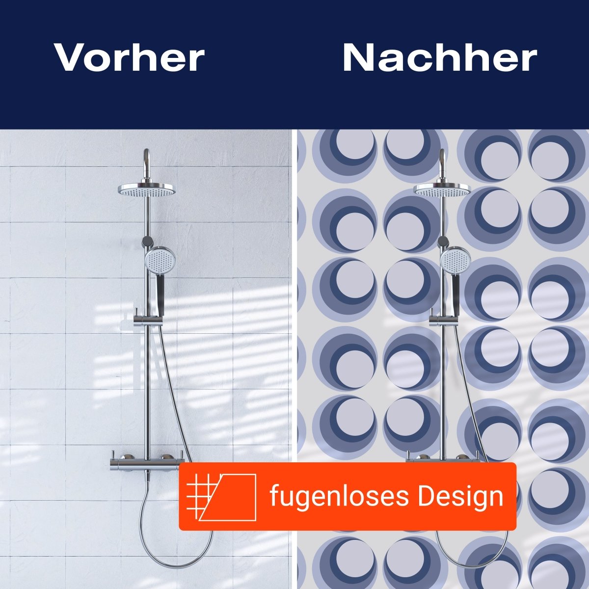 Duschwand Retrokreise Blau Muster M0099 entdecken - Bild 9 Duschwand Retrokreise Blau Muster M0099 entdecken - Bild 9