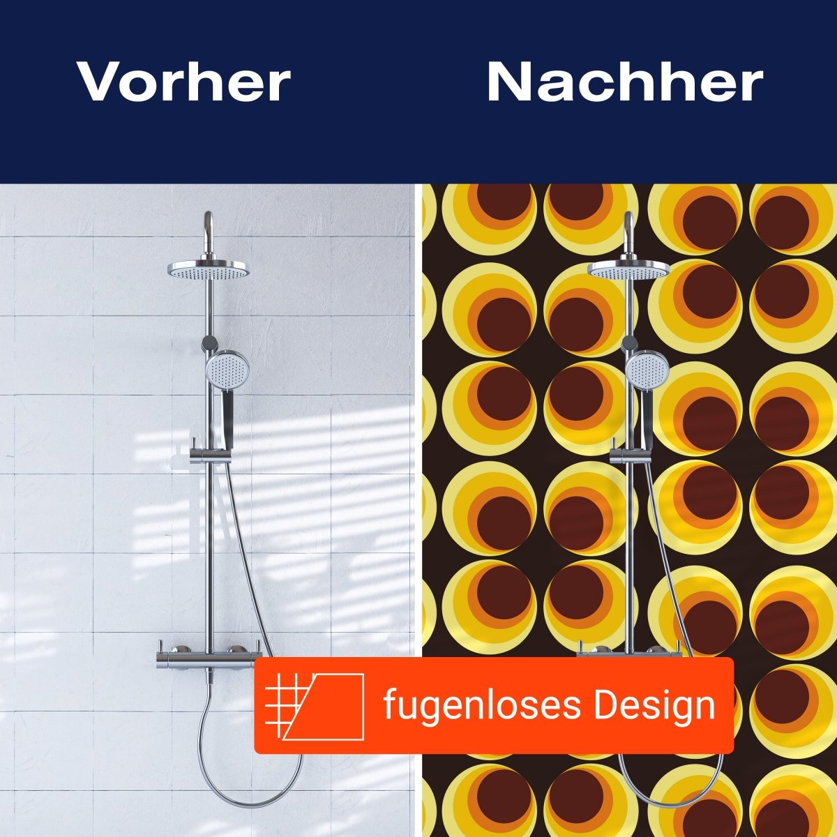 Duschwand Retrokreise Braun Muster M0100 entdecken - Bild 9 Duschwand Retrokreise Braun Muster M0100 entdecken - Bild 9