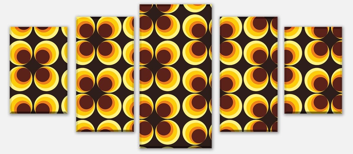 Leinwandbild Mehrteiler Retrokreise Braun Muster M0100 entdecken - Bild 1 Leinwandbild Mehrteiler Retrokreise Braun Muster M0100 entdecken - Bild 1