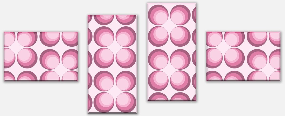 Leinwandbild Mehrteiler Retrokreise Rosa Muster M0101 Leinwandbild Mehrteiler Retrokreise Rosa Muster M0101